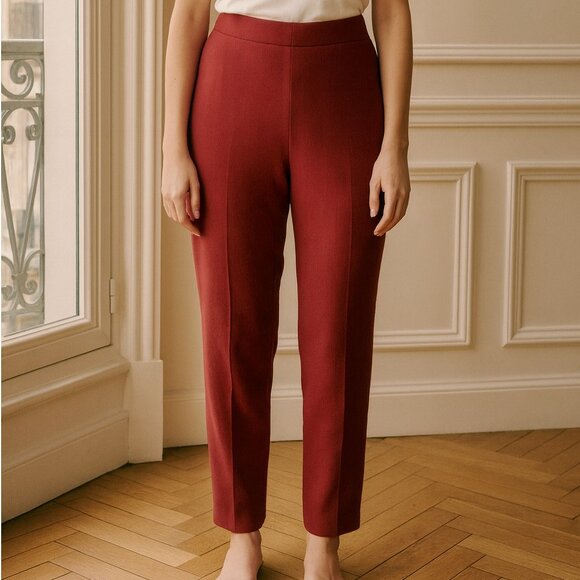 Marine Layer Pants - Marine Layer Maroon Pull Cropped Pants Medium